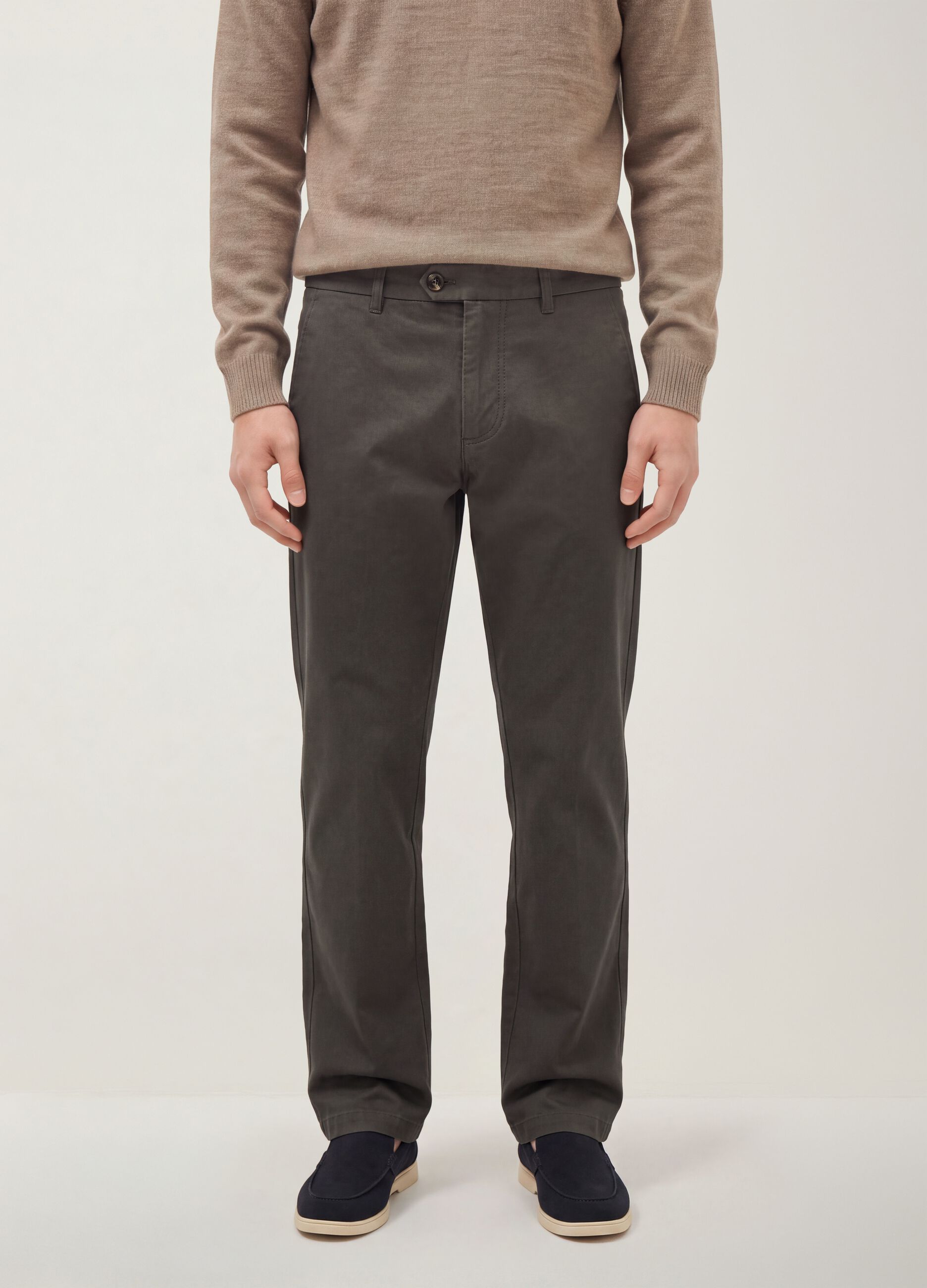 Pantaloni chino verdi in puro cotone regular fit