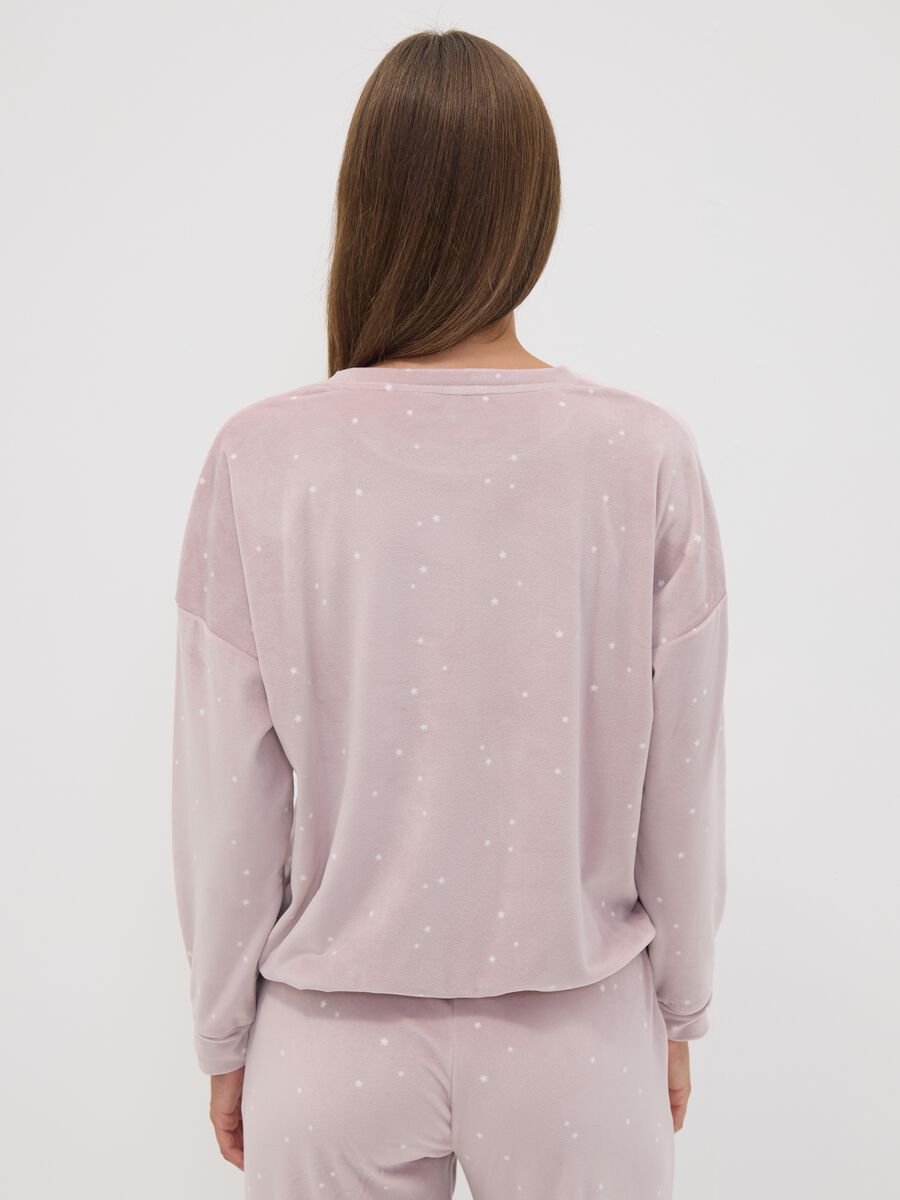 Purple stretch jersey pyjama sweatshirt with star print_3