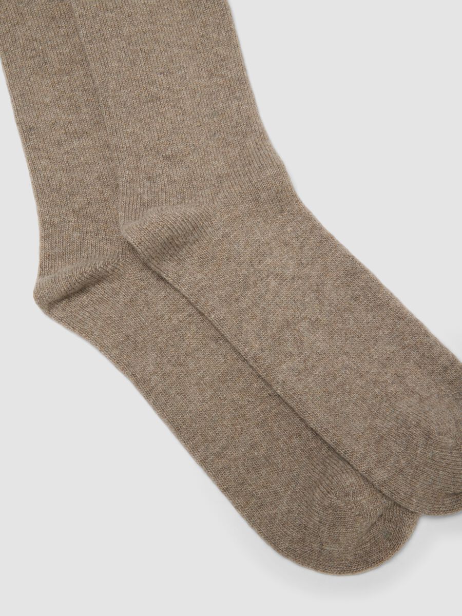 Beige long socks in wool, viscose and stretch cashmere_2