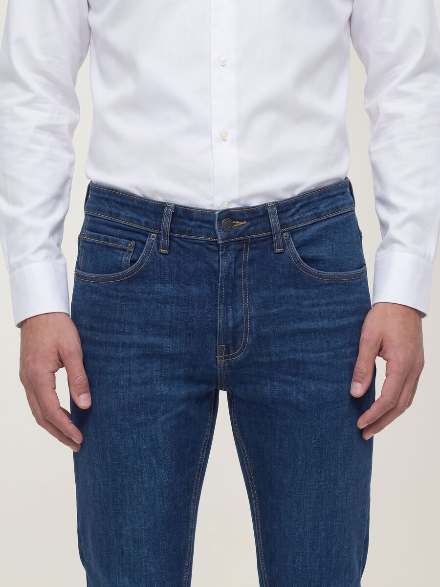 Dark-wash slim-fit stretch cotton jeans_4