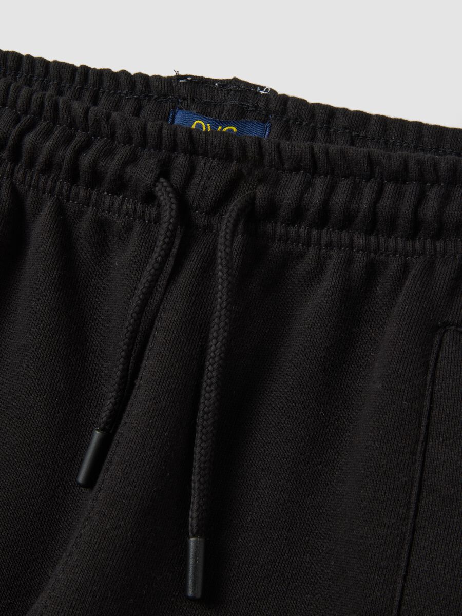 Black cotton-blend joggers with ankle zips_2