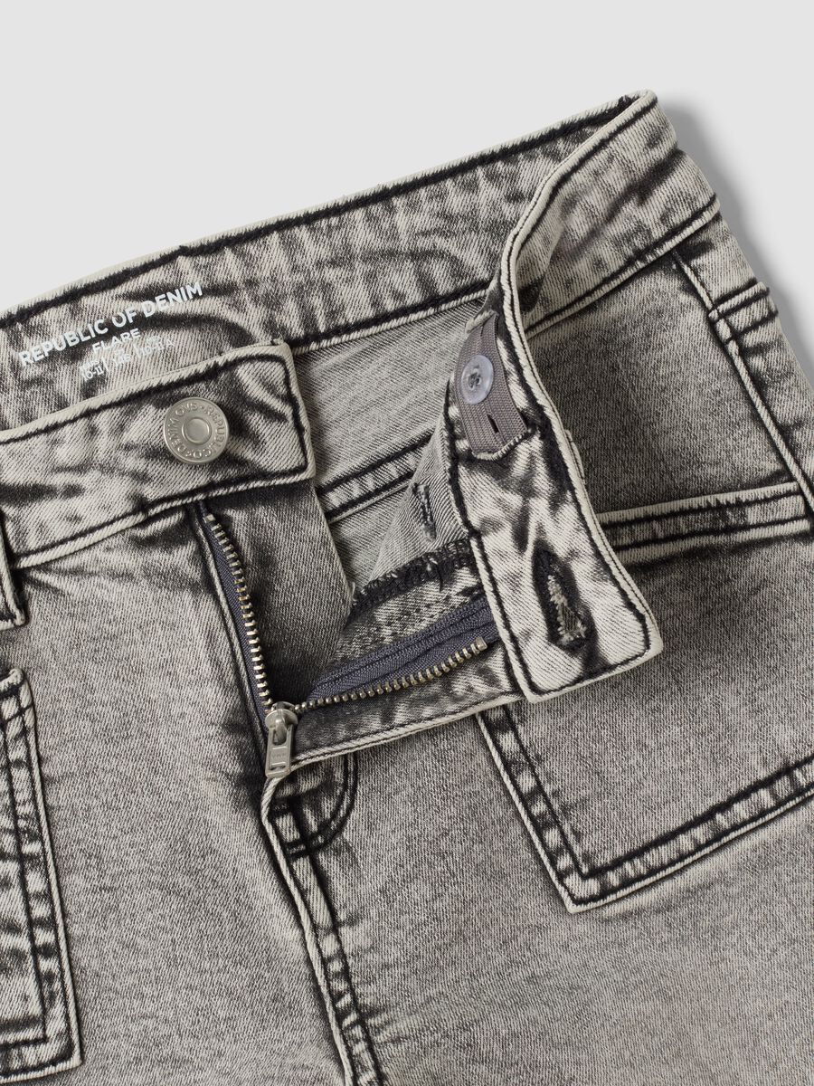 Girls&rsquo; grey flared jeans in stretch cotton_4