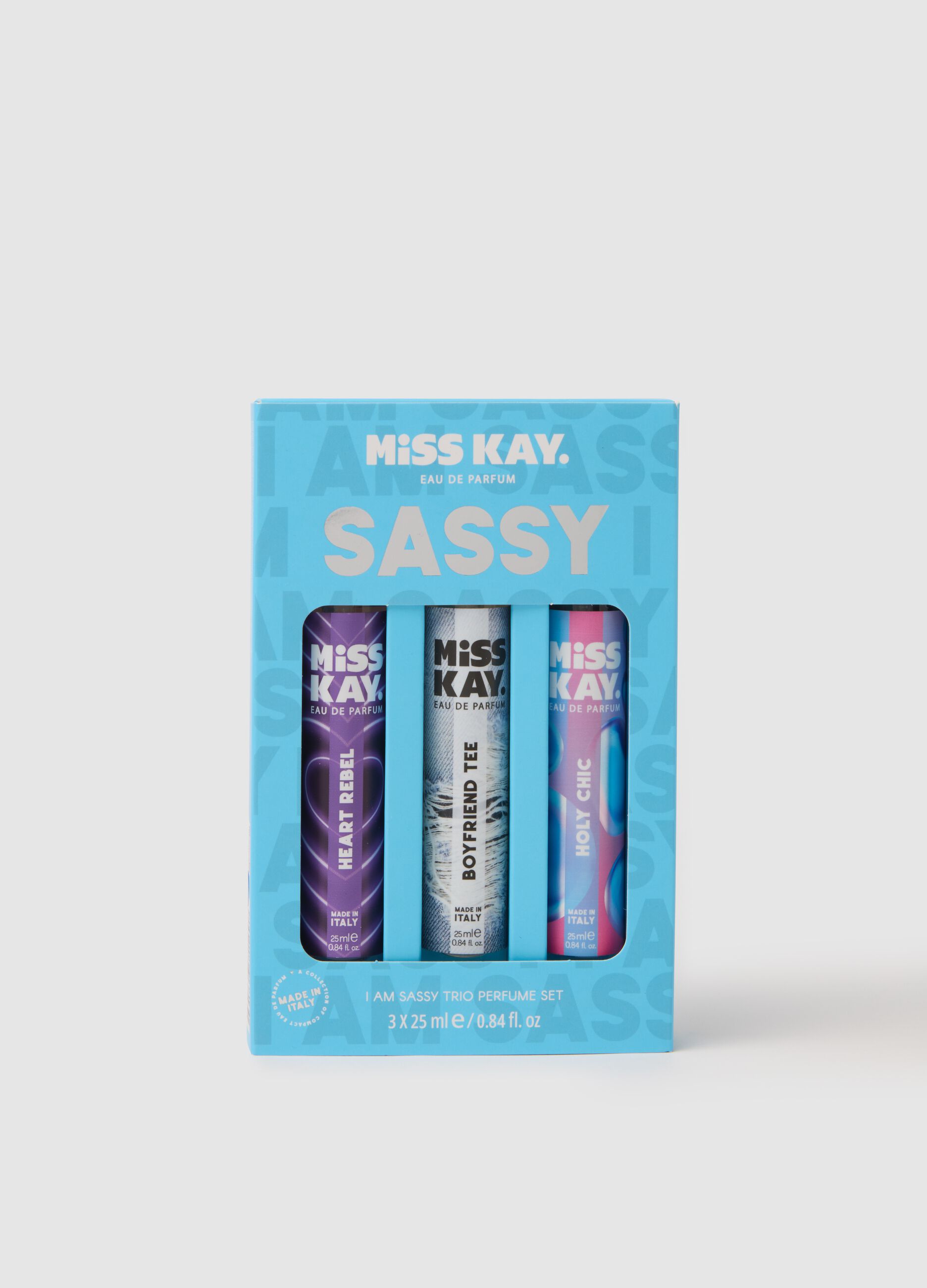 مجموعة عطور ثلاثية من Miss Kay و Heart Rebel و Boyfriend Tee و Holy Chic