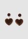 Brown heart earrings with red stone_0