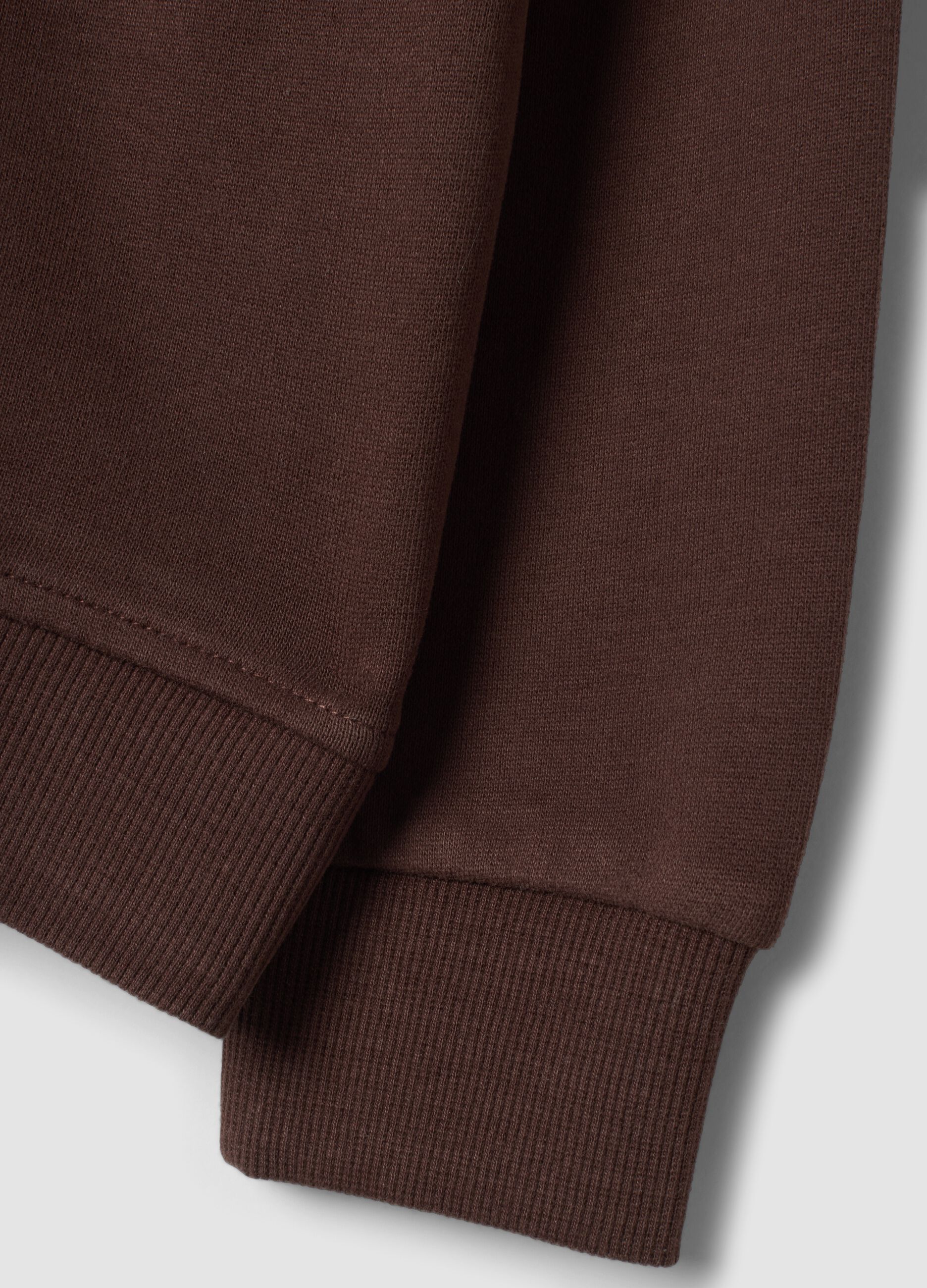 Brown pure cotton crew-neck sweatshirt