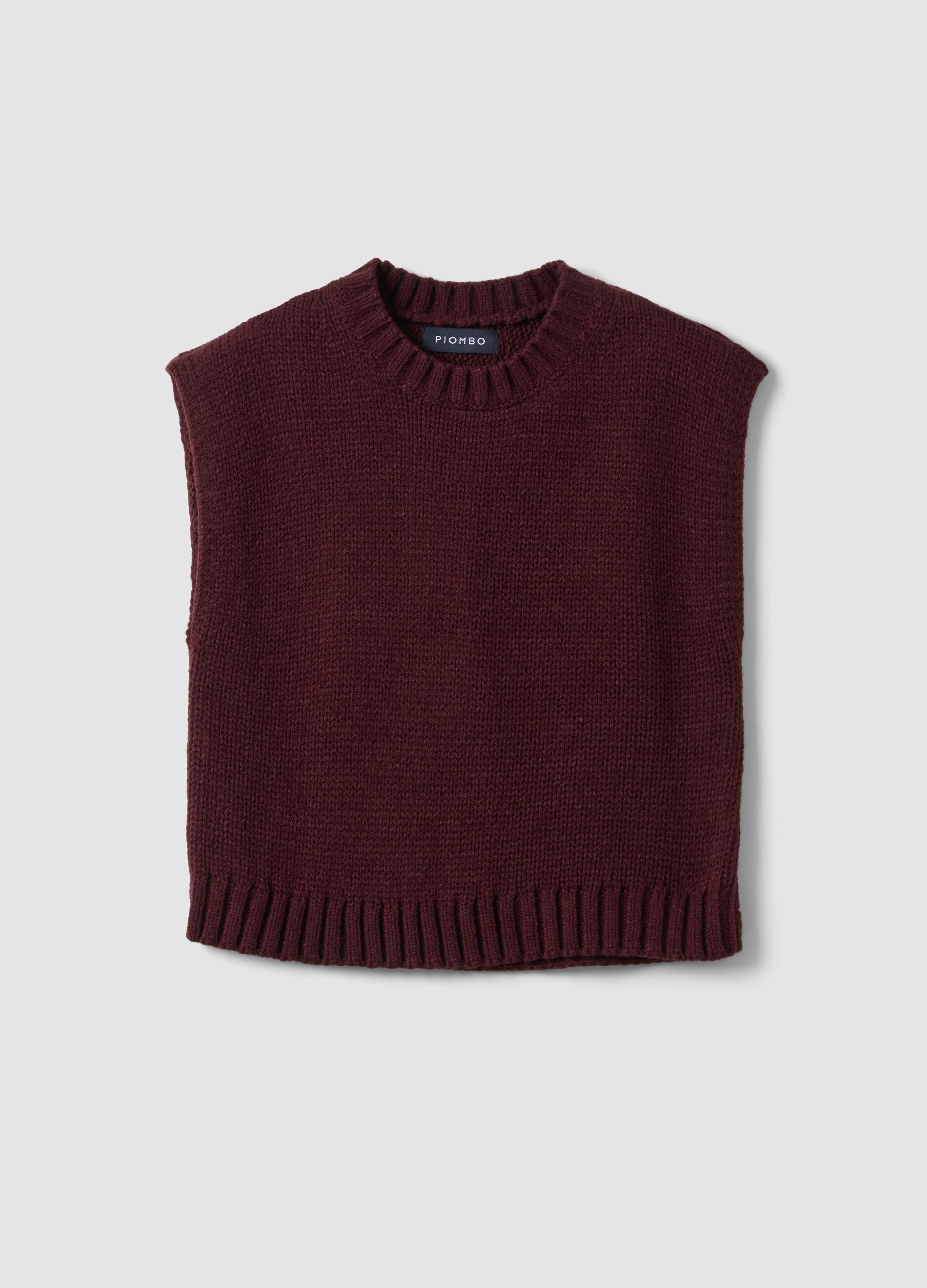 Gilet rosso girocollo in misto lana over fit