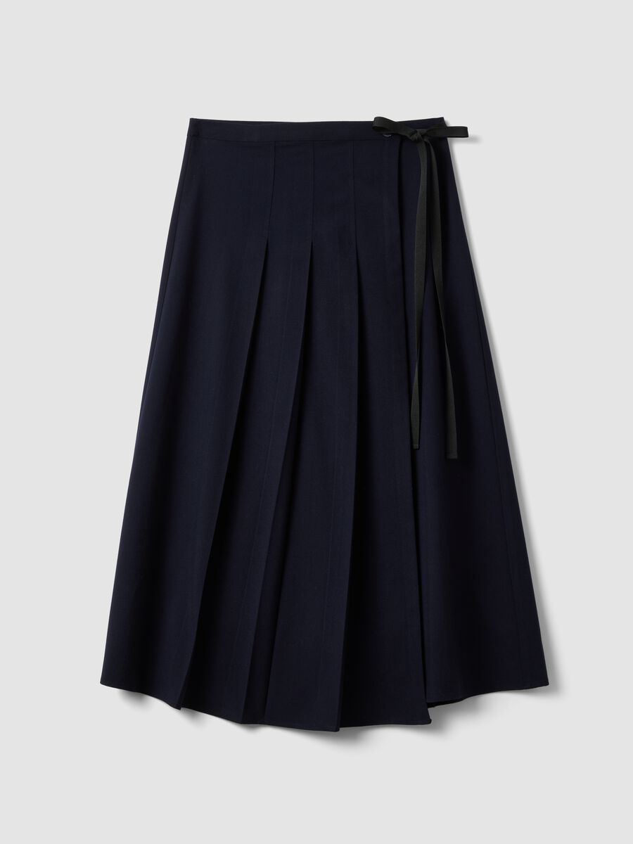 Blue pleated skirt in stretch viscose_4