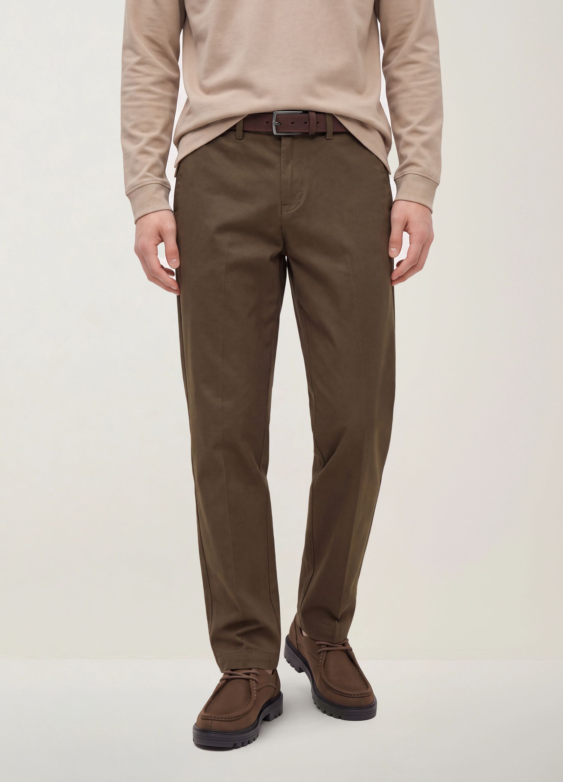 Brown slim-fit stretch-twill chinos