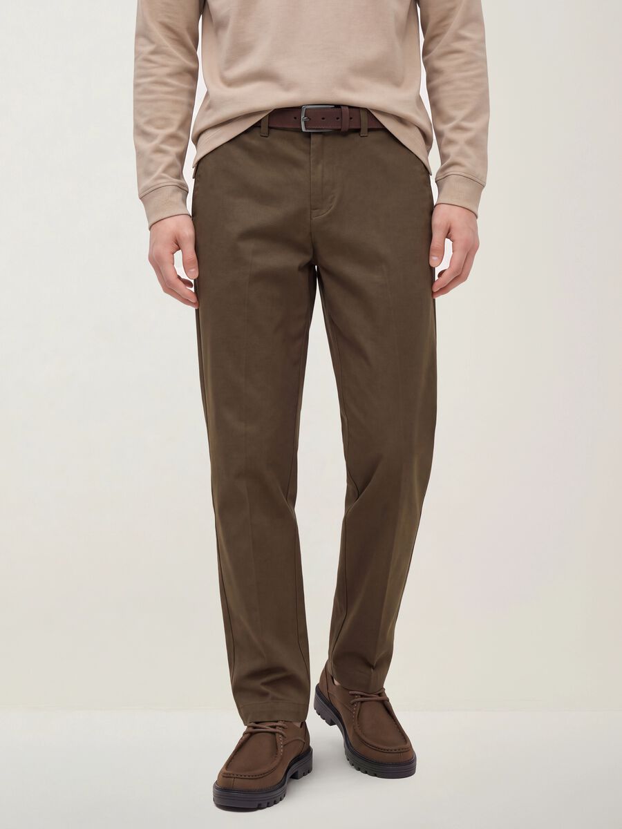Brown slim-fit stretch-twill chinos_2
