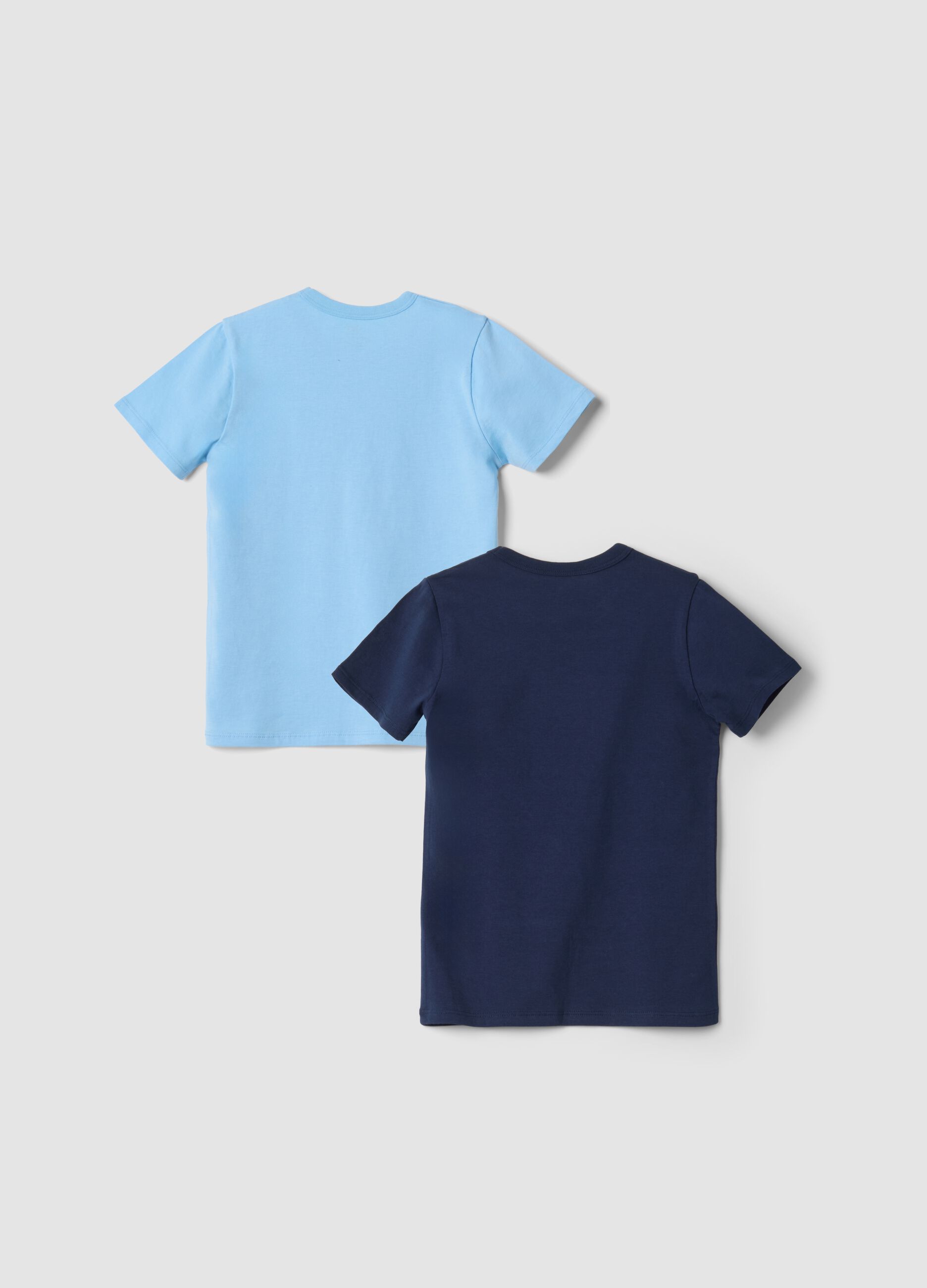 2-pack light blue and navy crew-neck T-shirts in pure organic cotton