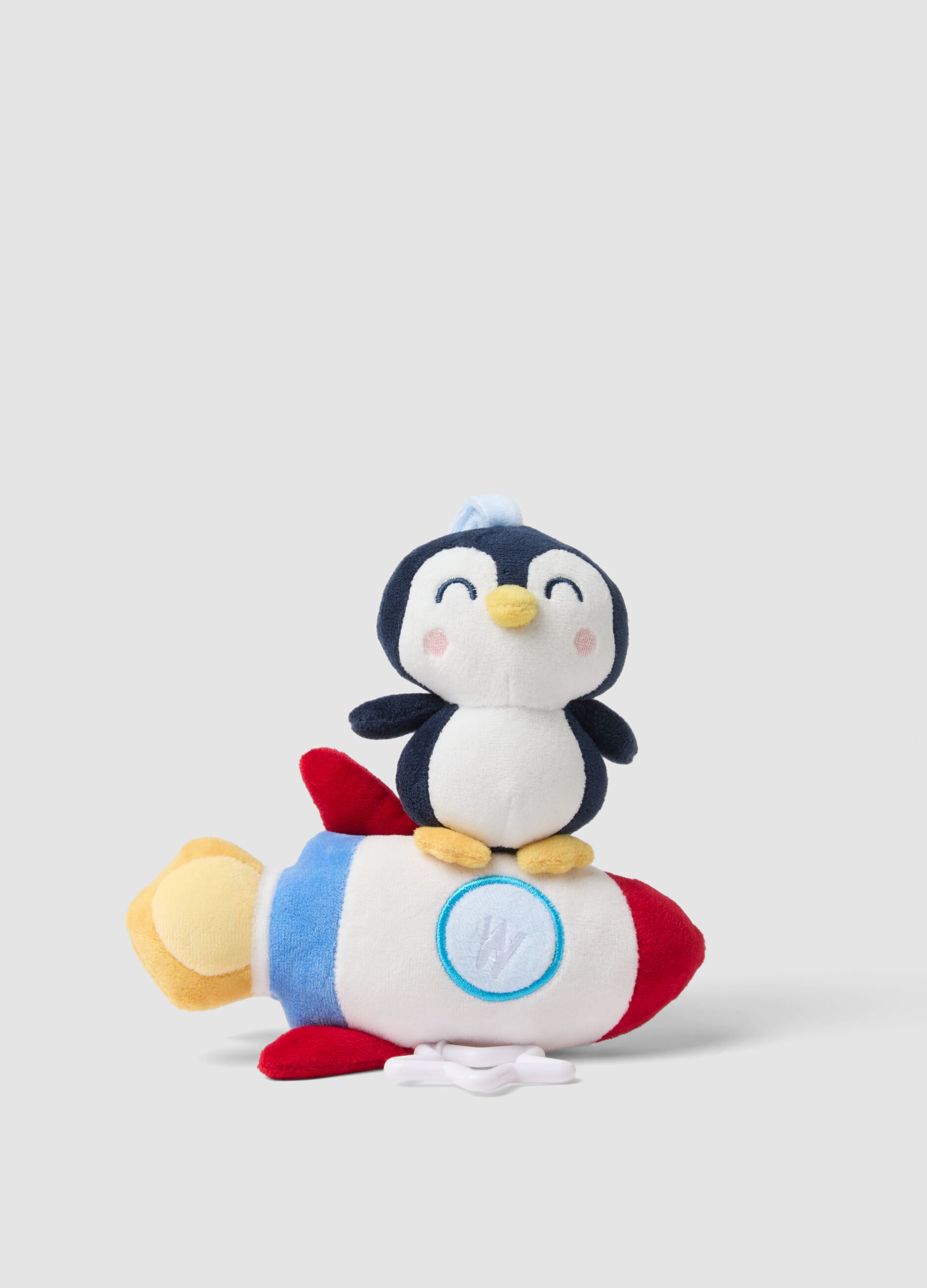 Blue rocket musical mobile with penguin