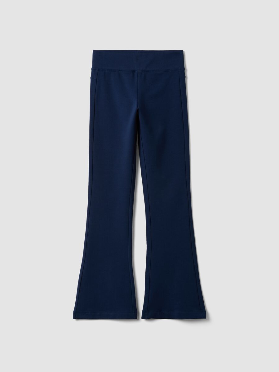 Girls&rsquo; blue flared trousers in stretch organic cotton_3