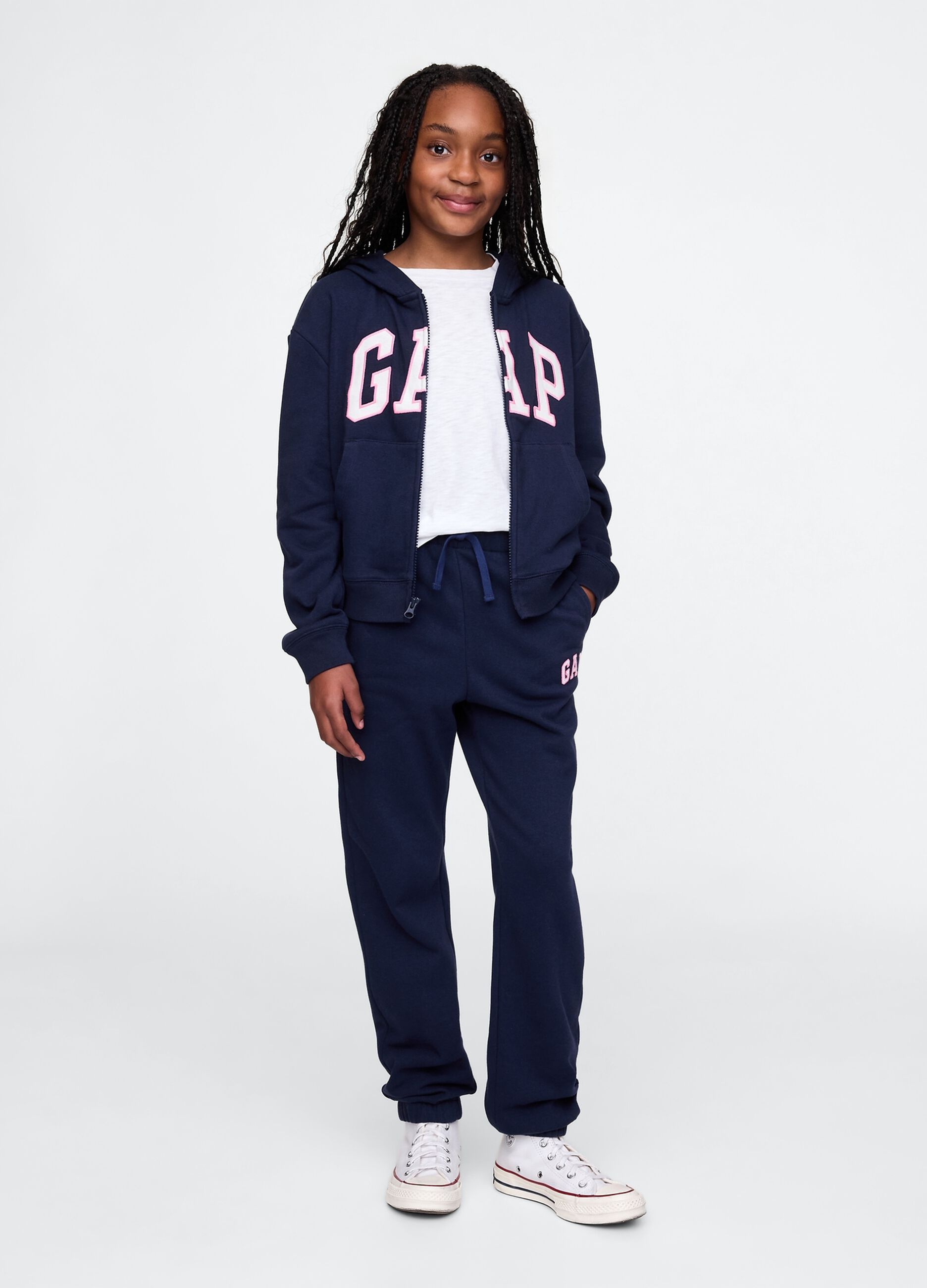 Girls' regular fit cotton-blend blue jogger trousers