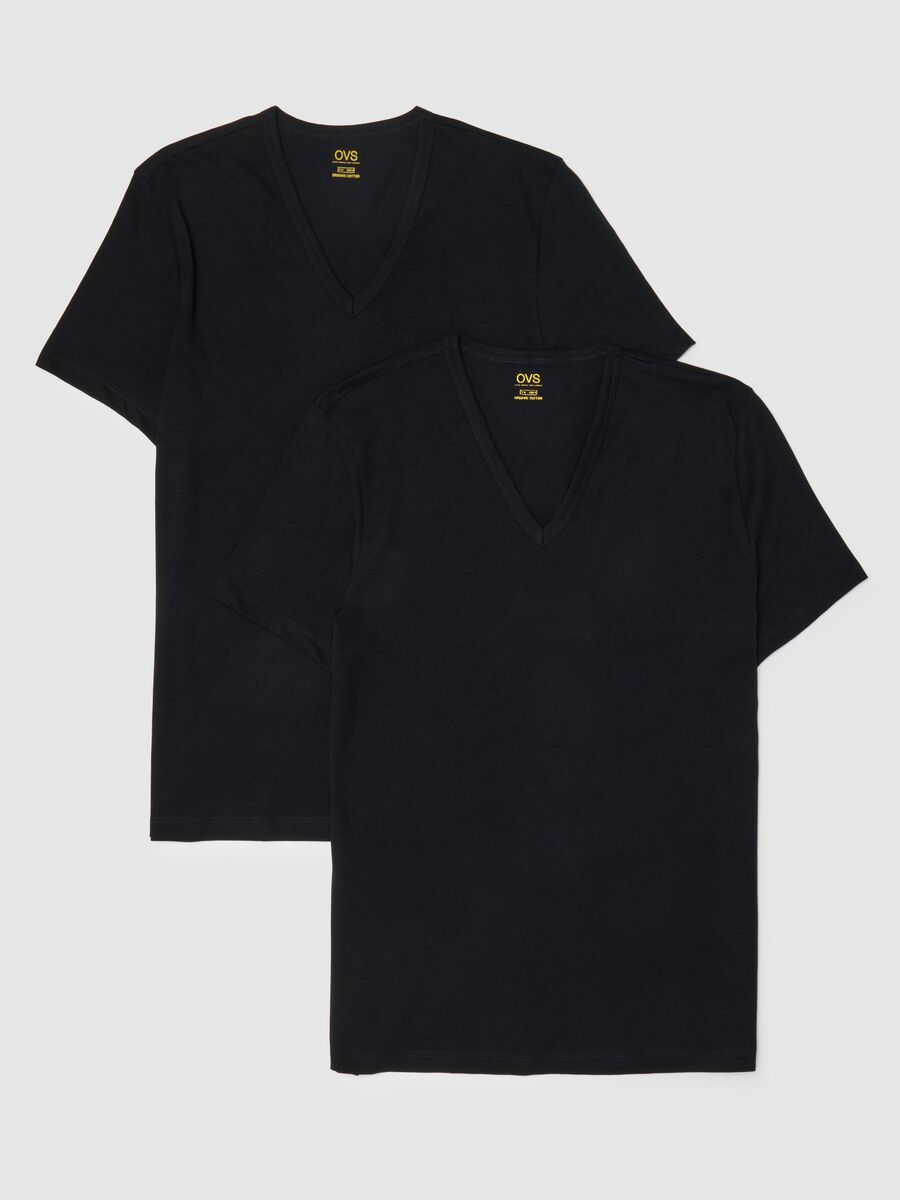 Men's black pure cotton V-neck T-shirts 2-pack, regular fit_4