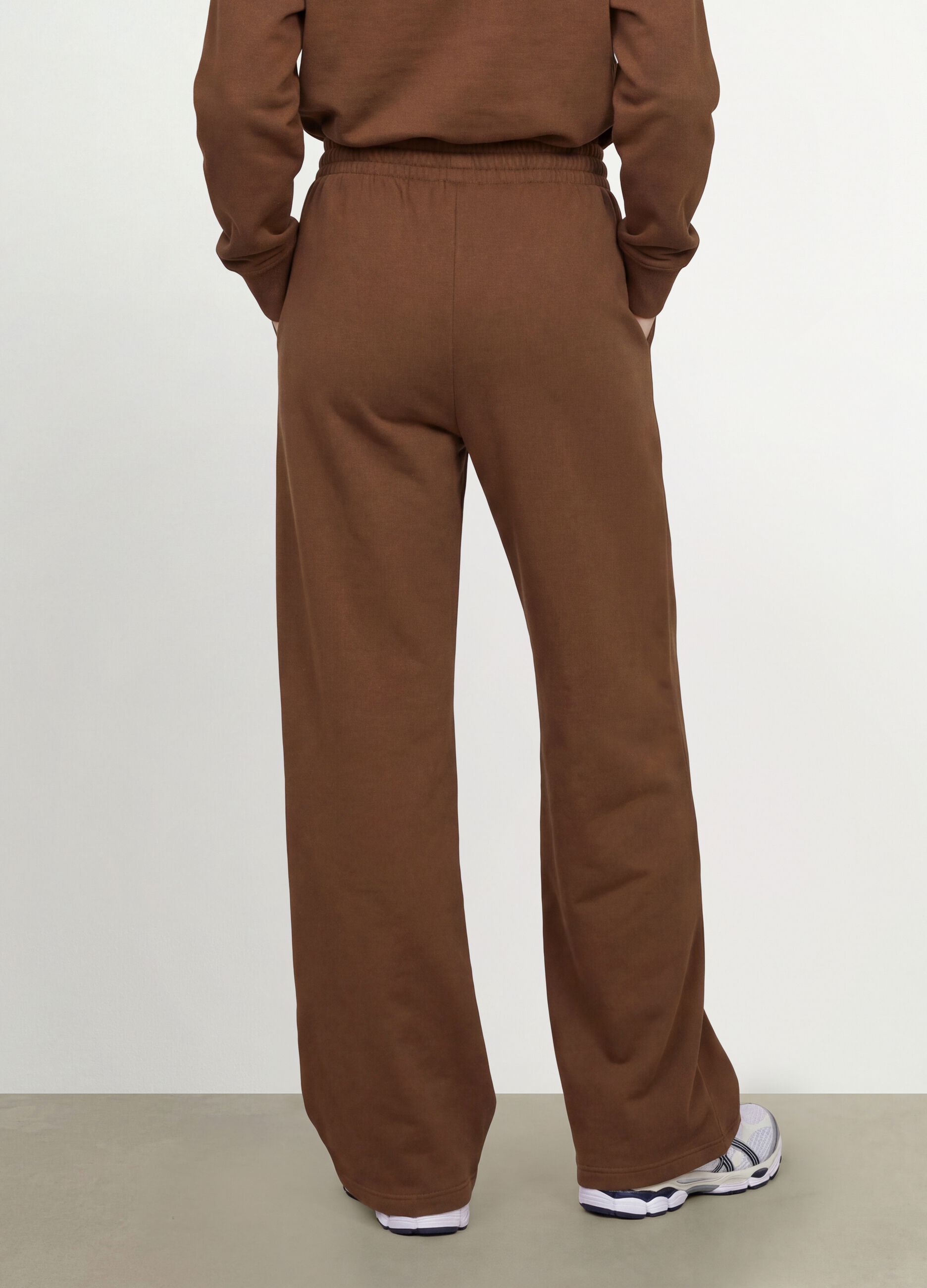 Brown cotton-blend straight-fit joggers