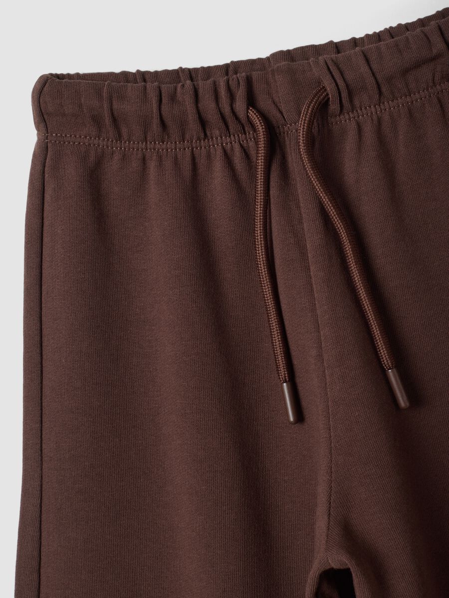 Pantaloni marroni in puro cotone a gamba ampia_2