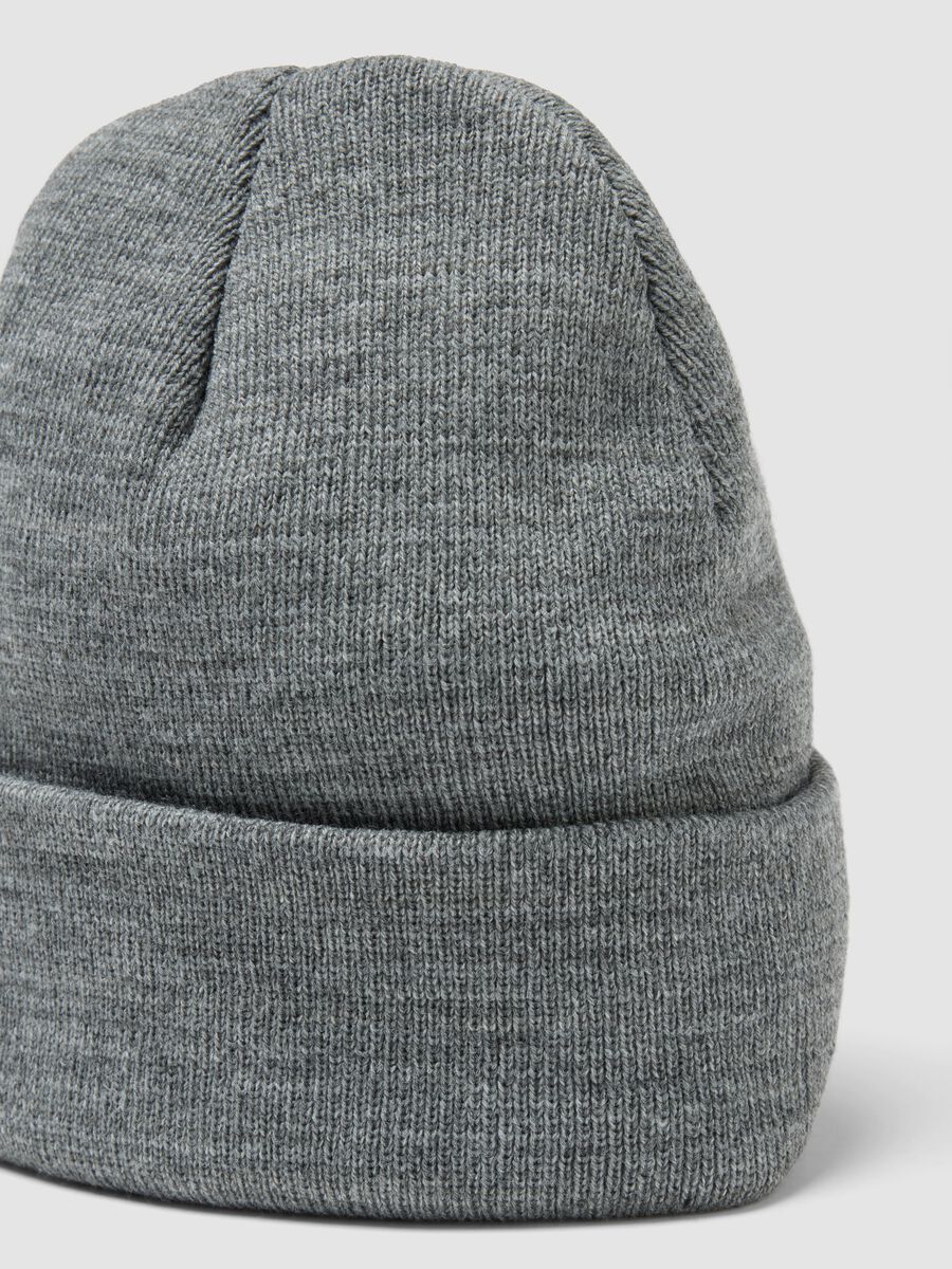 Grey jersey knit beanie with turn-up_2