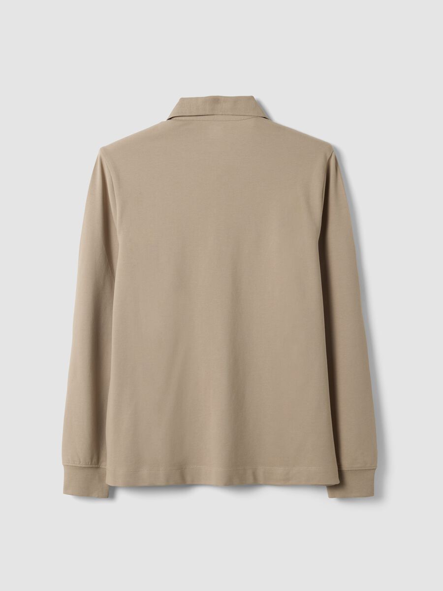 Grey long-sleeve stretch-cotton polo shirt, regular fit_2
