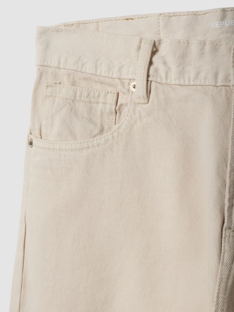 Beige straight-fit jeans in pure cotton twill_1