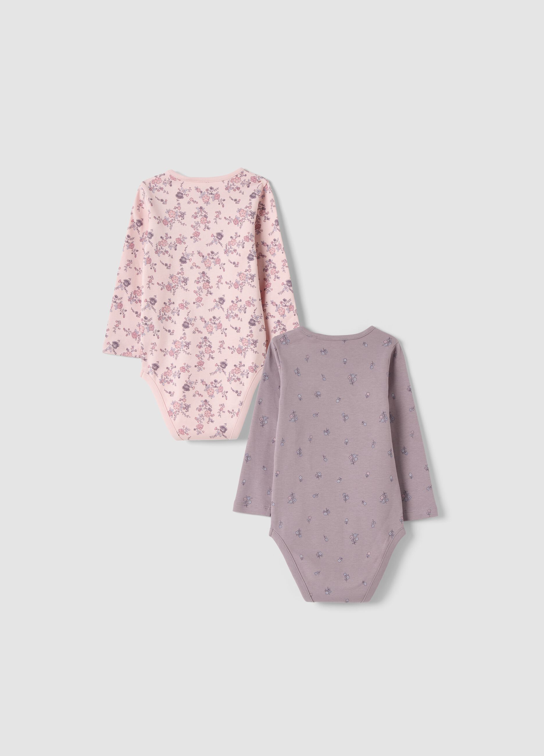 2-pack pink and purple organic cotton crew-neck bodysuits