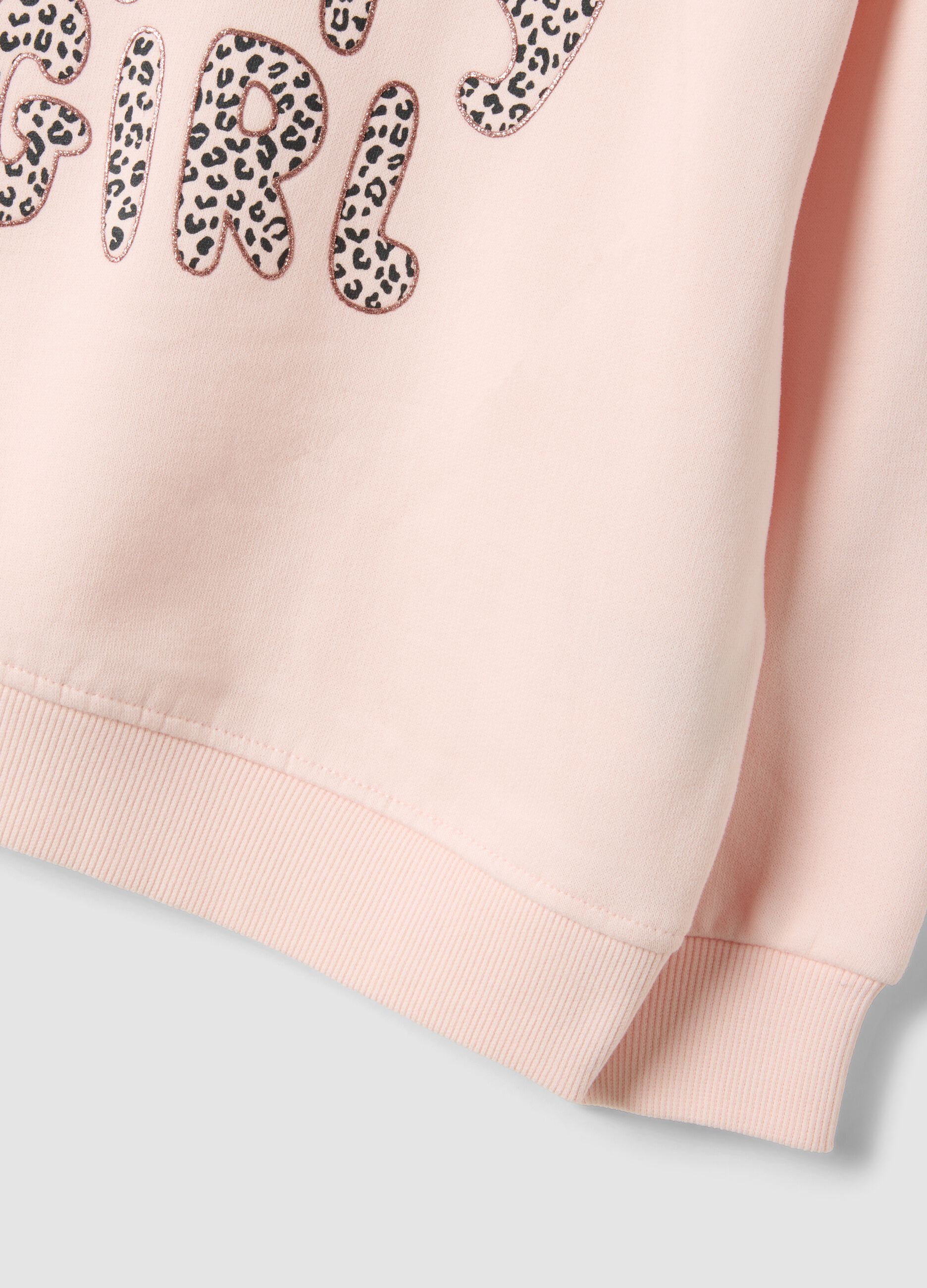 Pink pure cotton crew-neck sweatshirt