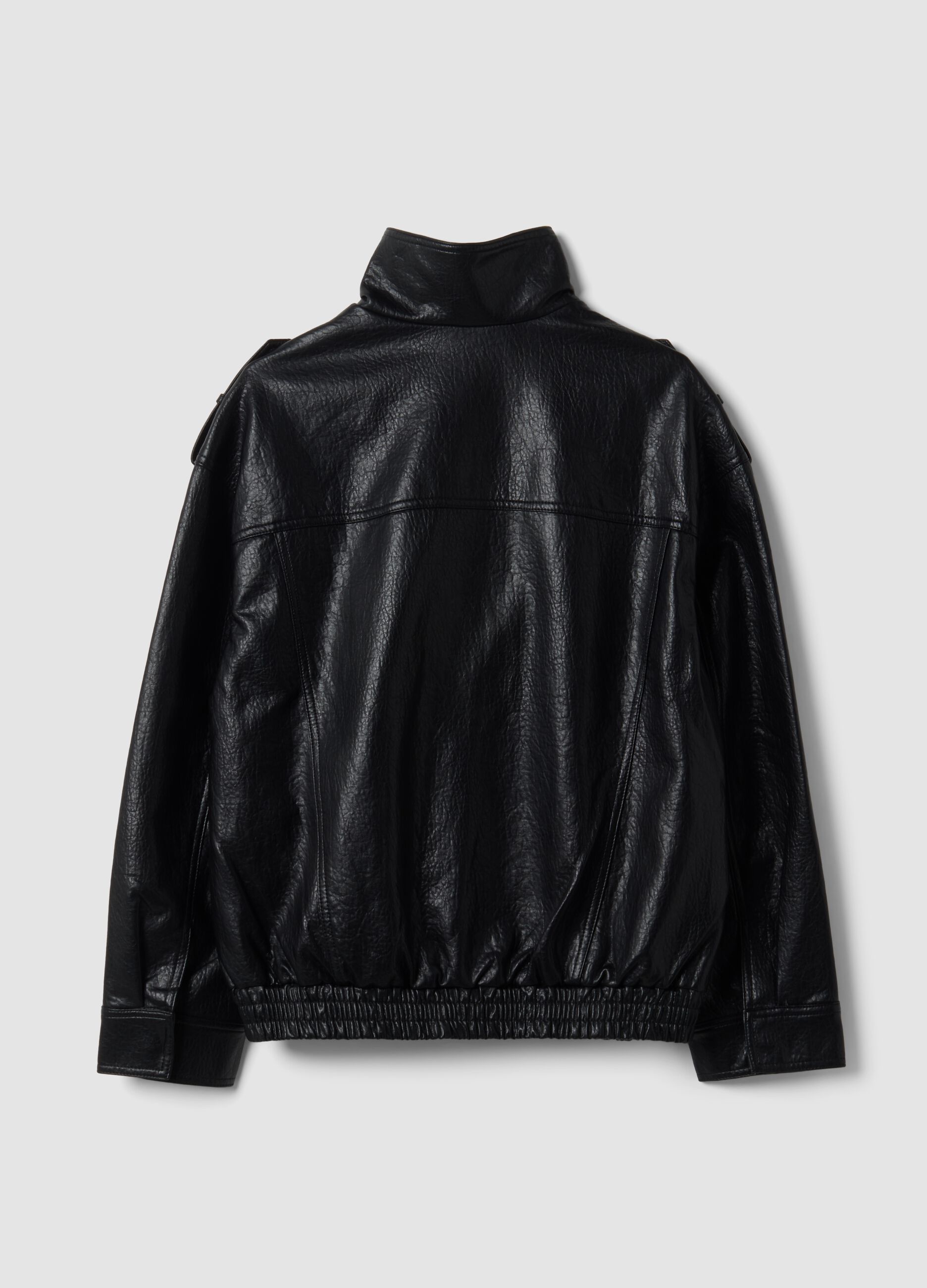 Giacca nera in misto viscosa con zip