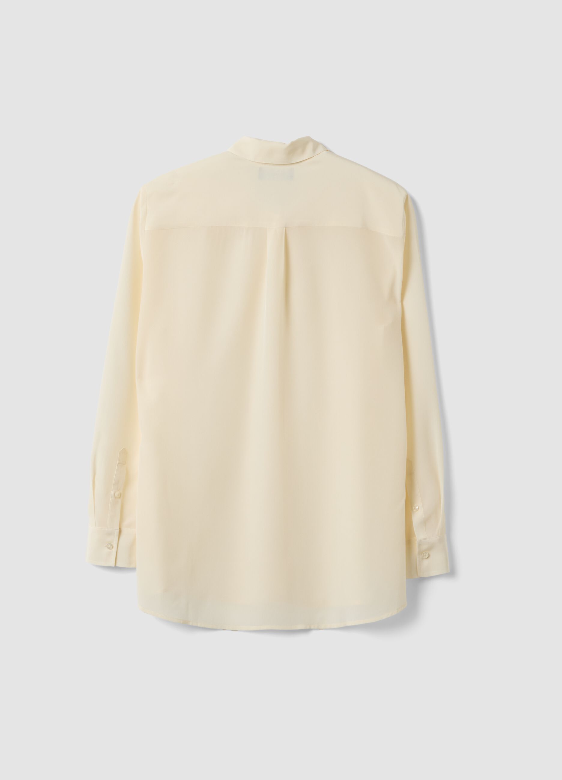 Camicia beige in pura seta con colletto classico regular fit