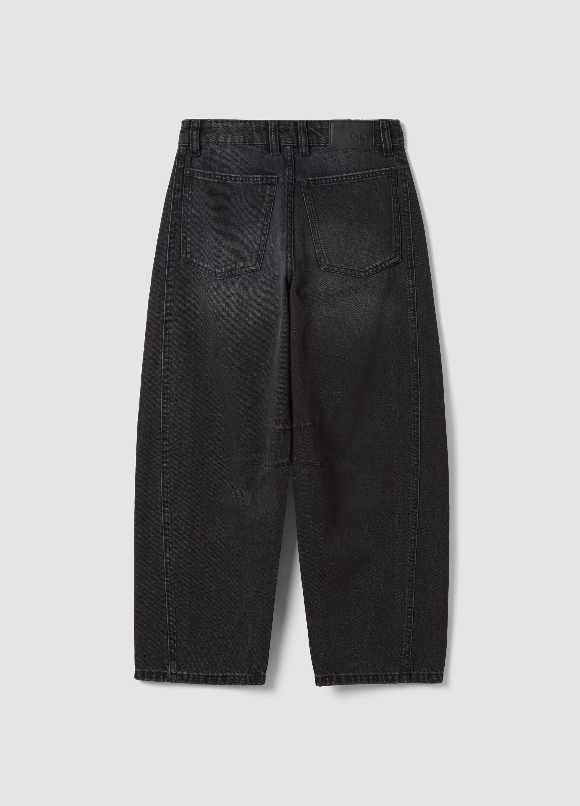 Black pure cotton barrel-fit jeans
