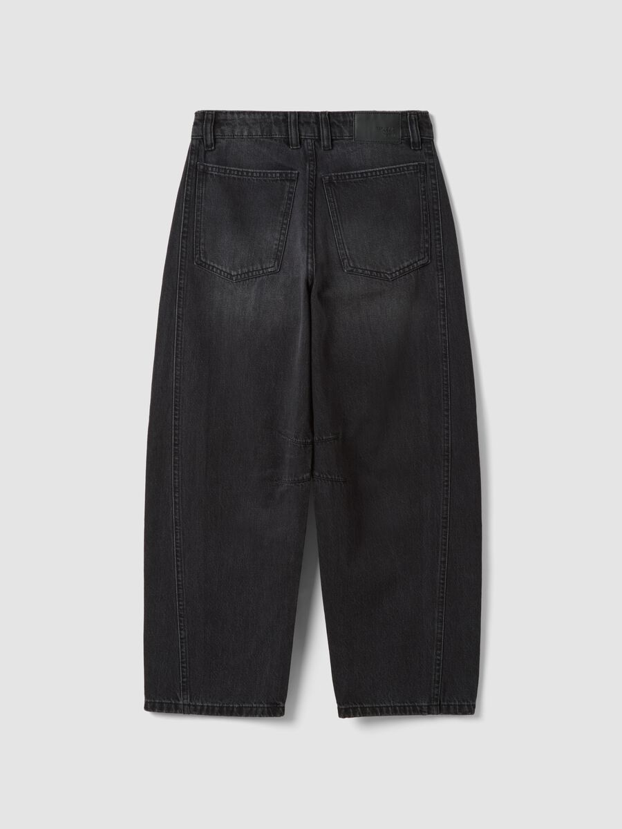 Black pure cotton barrel-fit jeans_1