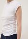 White pure cotton tank top with side ruching, regular fit_2