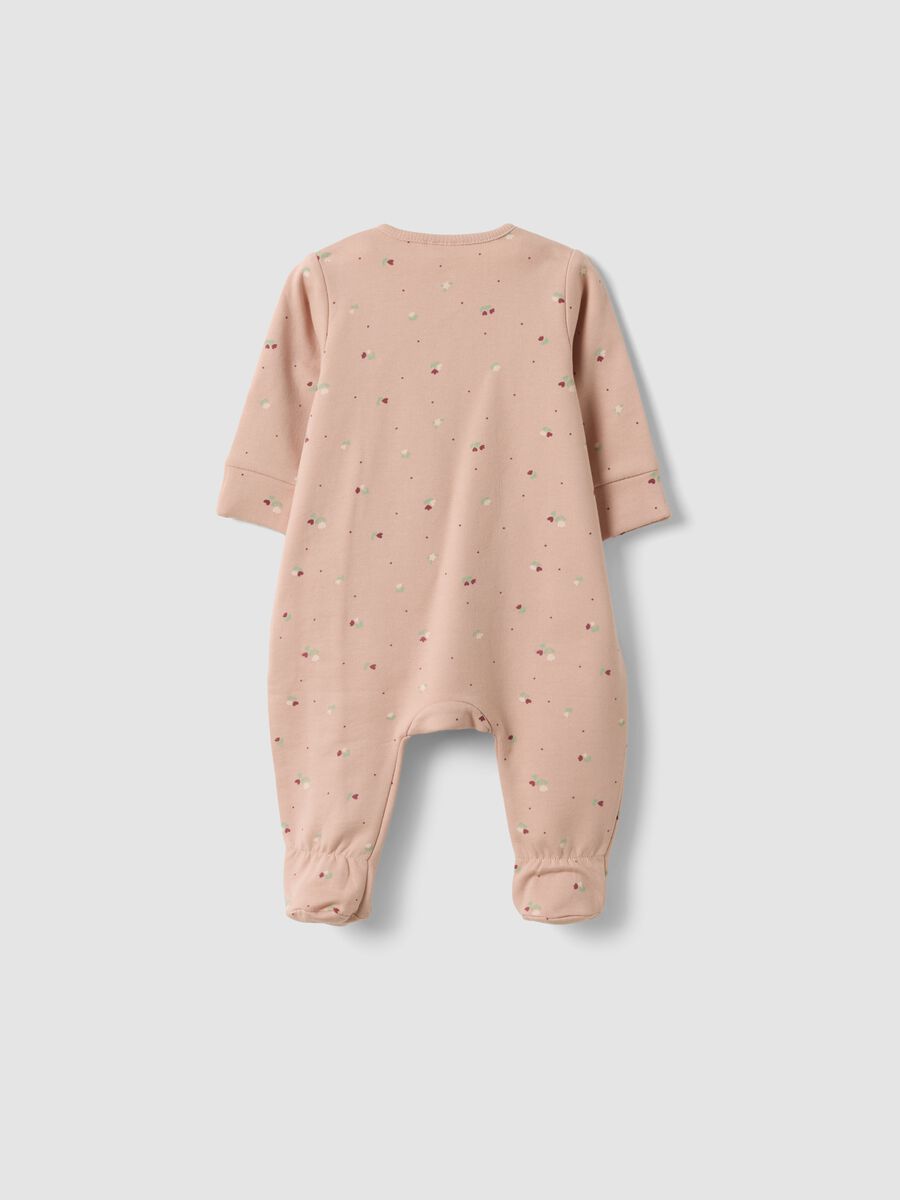 Pink organic cotton floral sleepsuit for baby girl_1