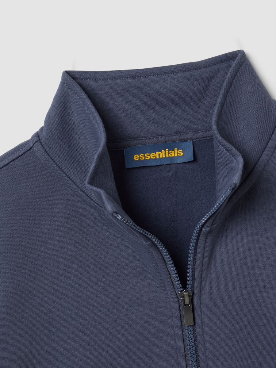 Grey cotton-blend sweatshirt with crew neck and zip, regular fit_5