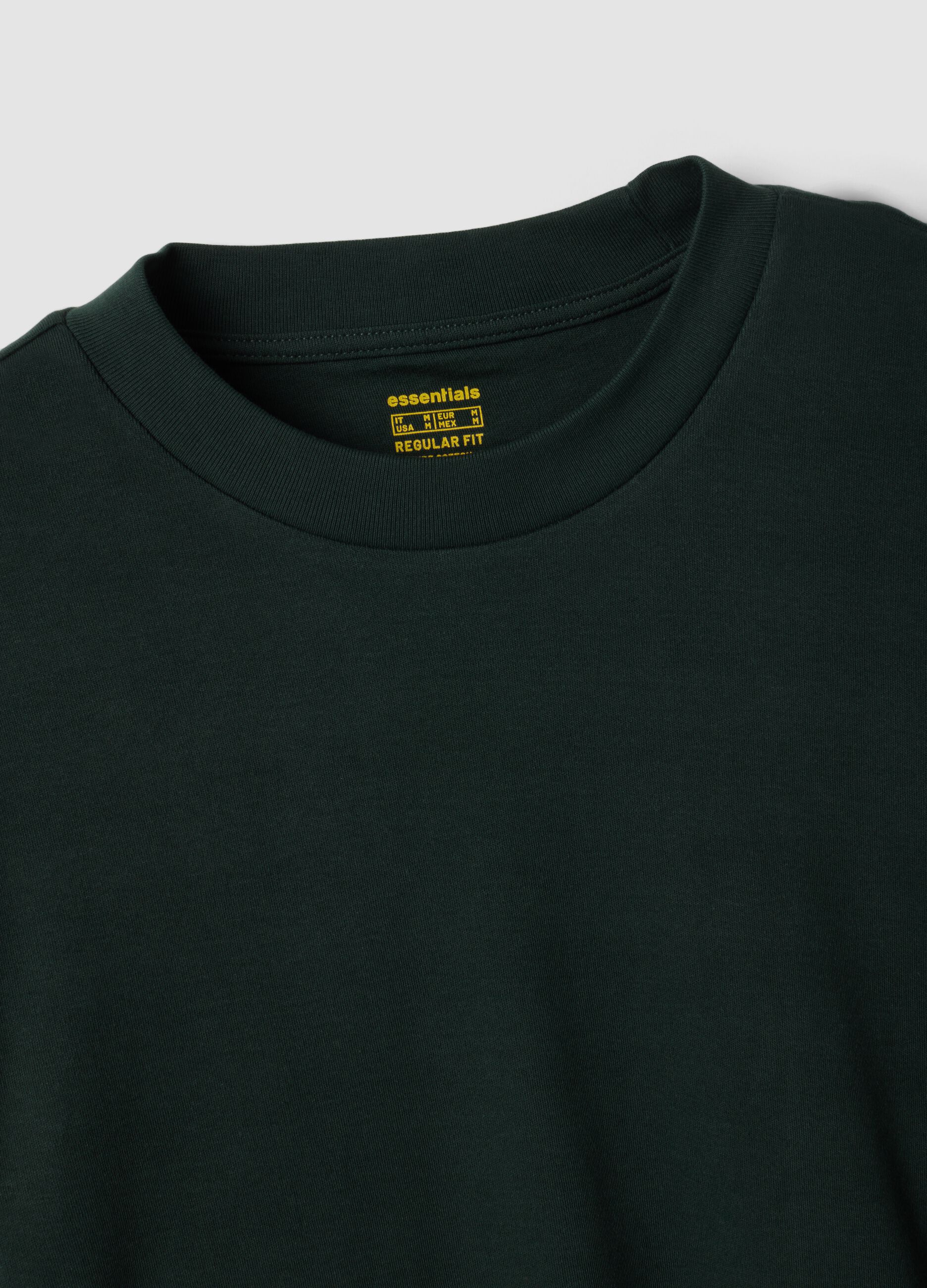 T-shirt verde in puro cotone girocollo regular fit