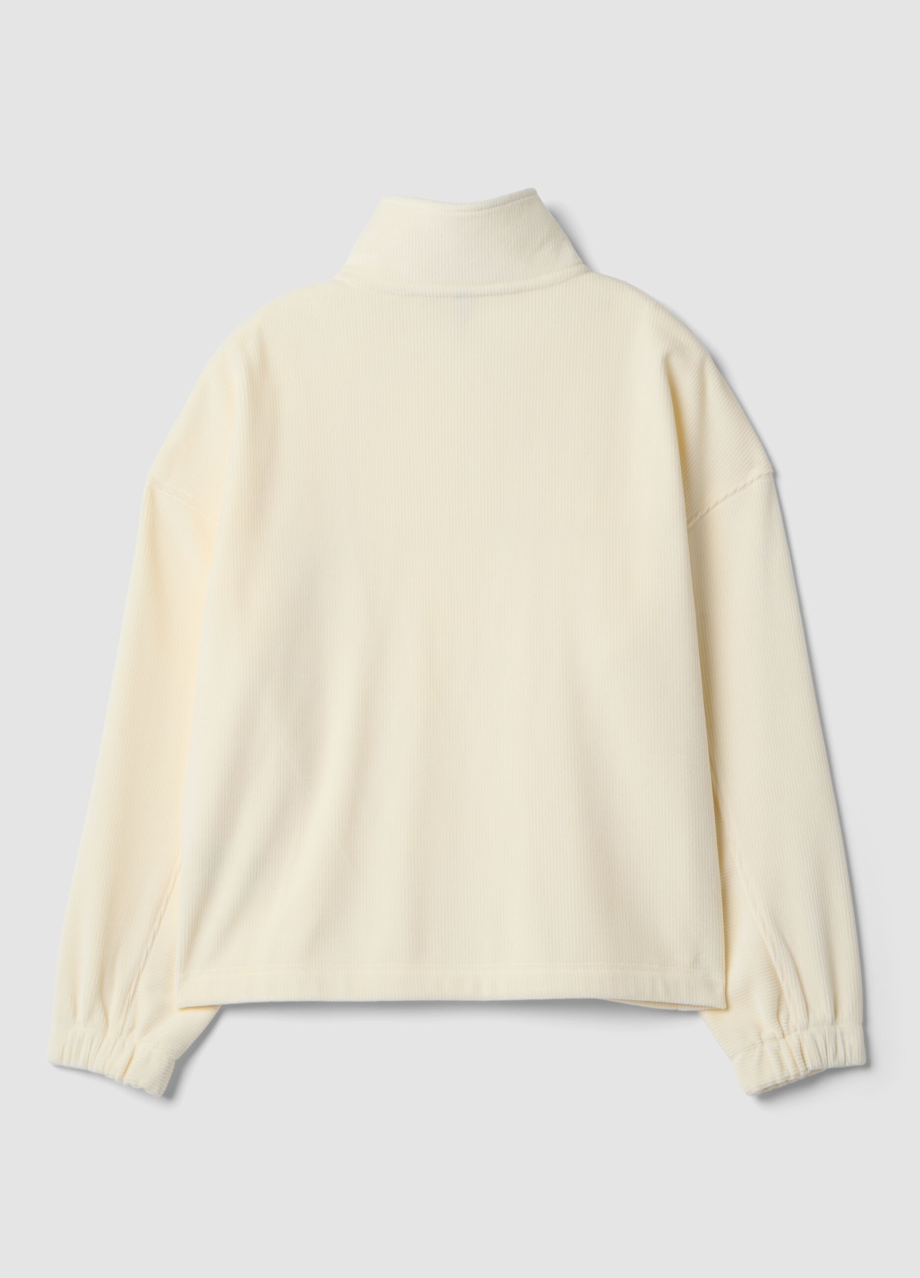 White stretch top with Henley collar