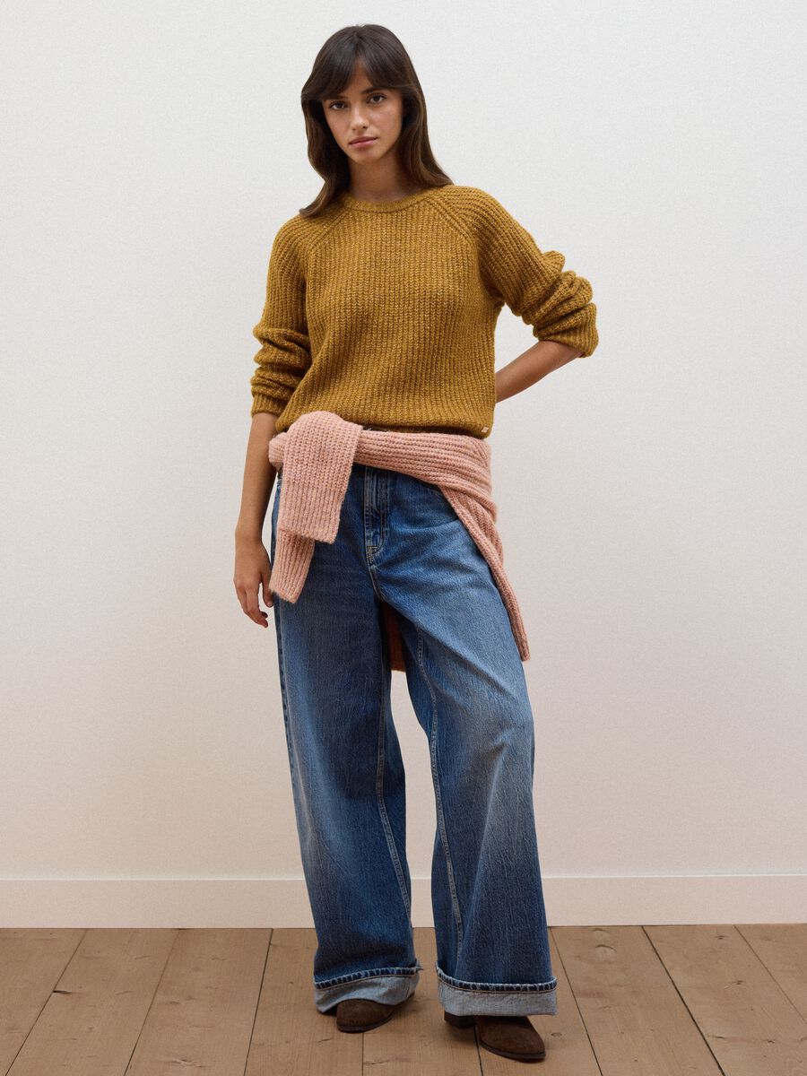 Yellow ribbed stretch wool jumper, regular fit_2