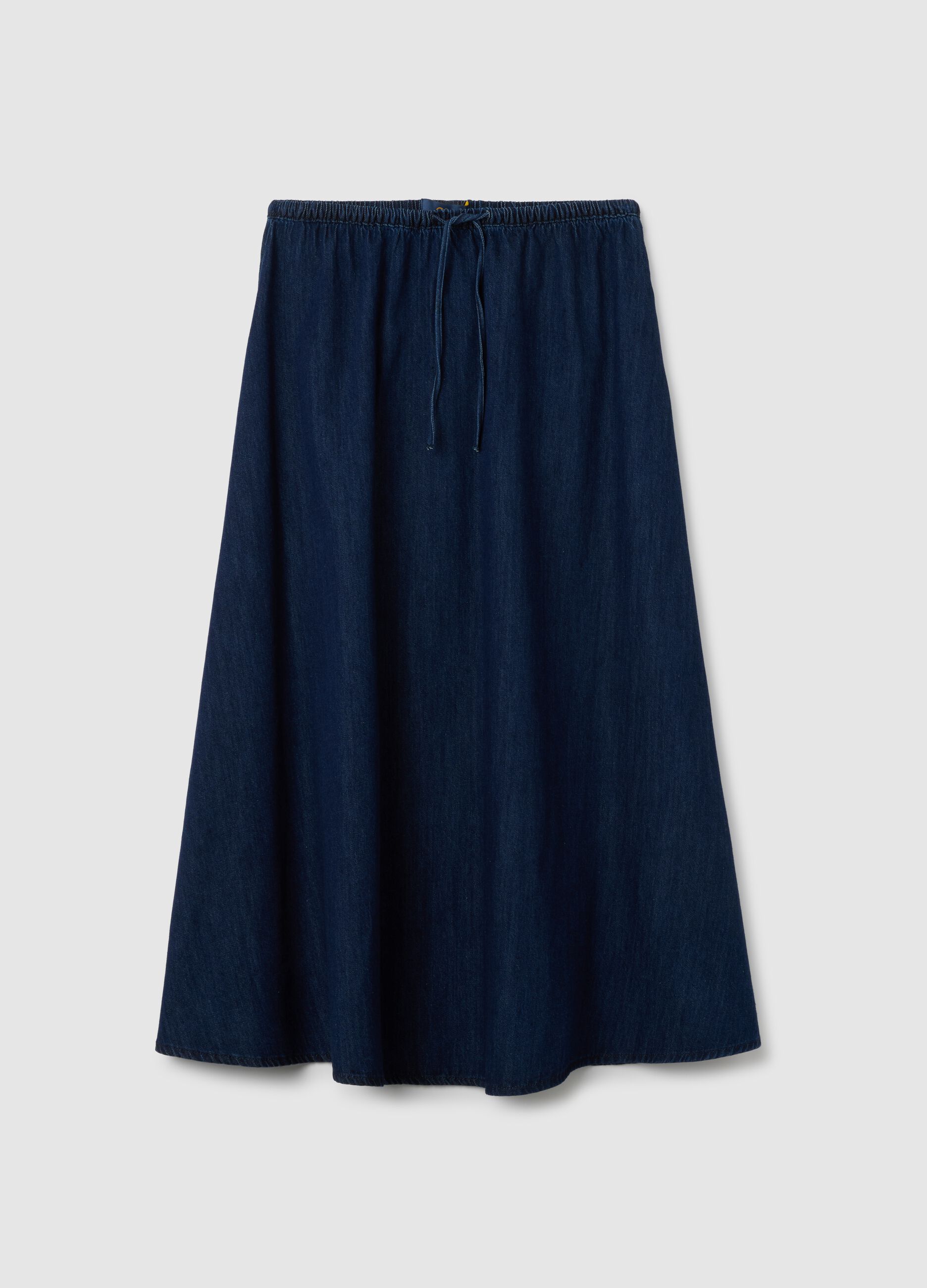 Women's long skirt in pure blue cotton regular fit