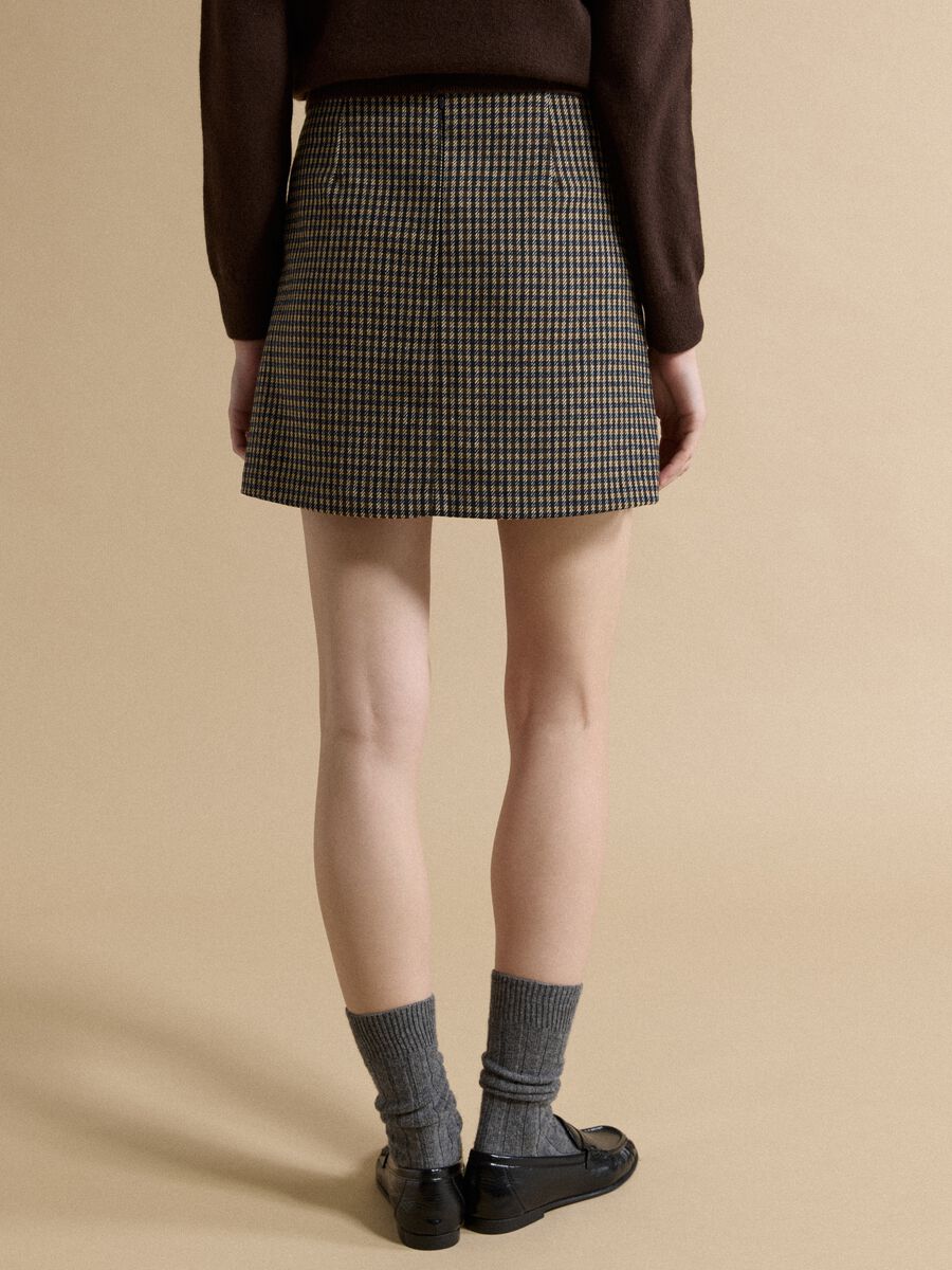 Multicoloured checked wool and viscose-blend skirt_3