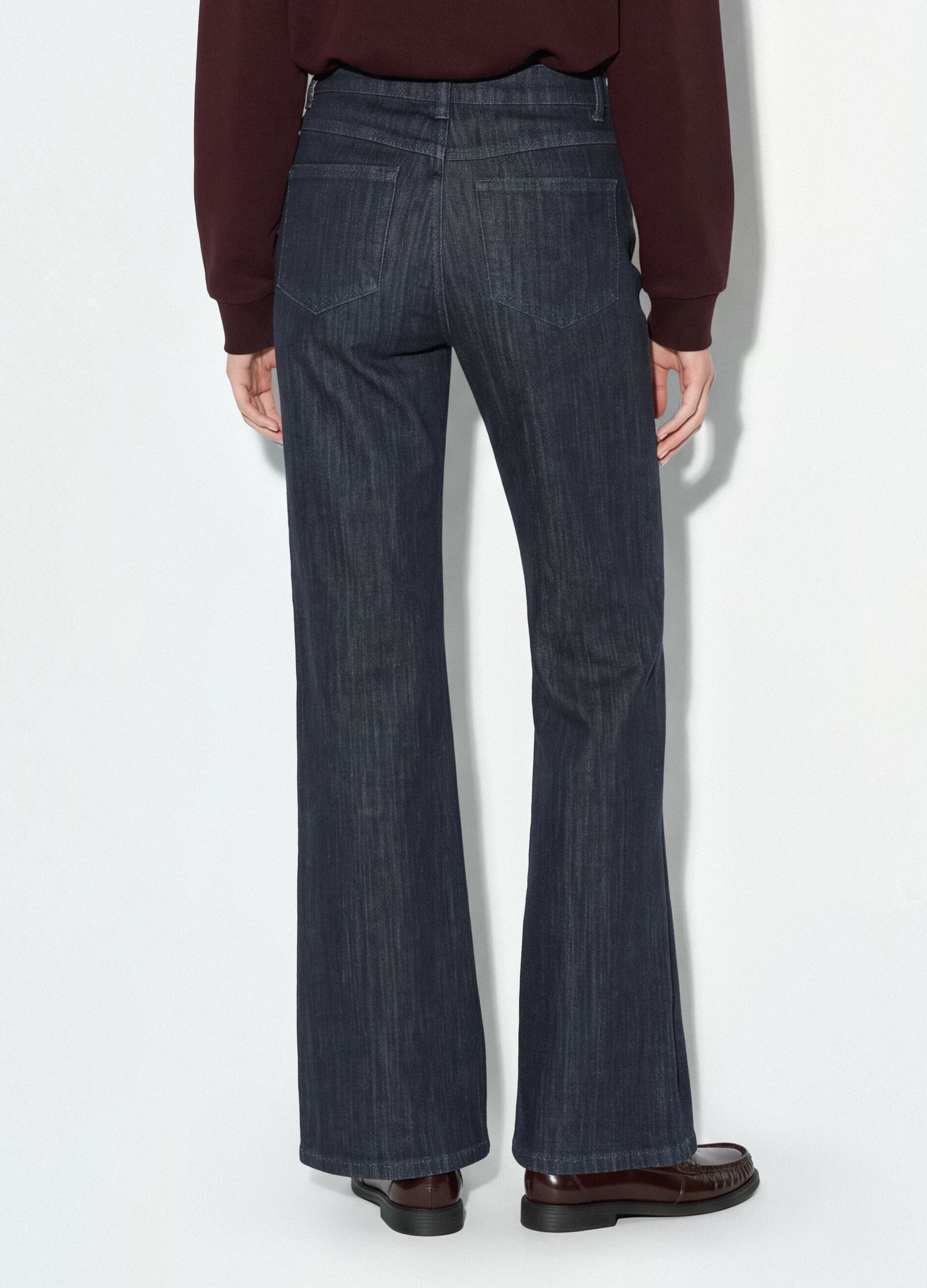 Jeans denim blu bootcut in cotone elasticizzato