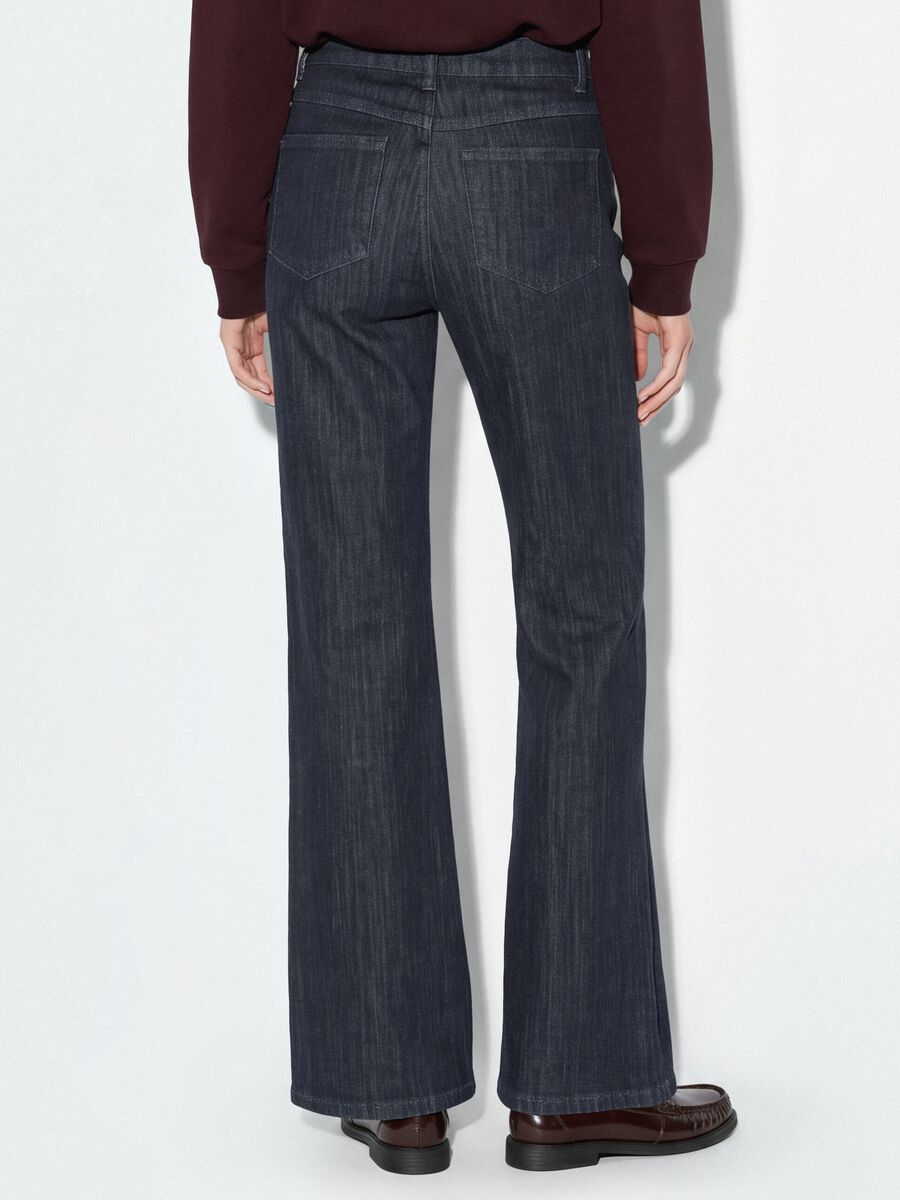 Jeans denim blu bootcut in cotone elasticizzato_3