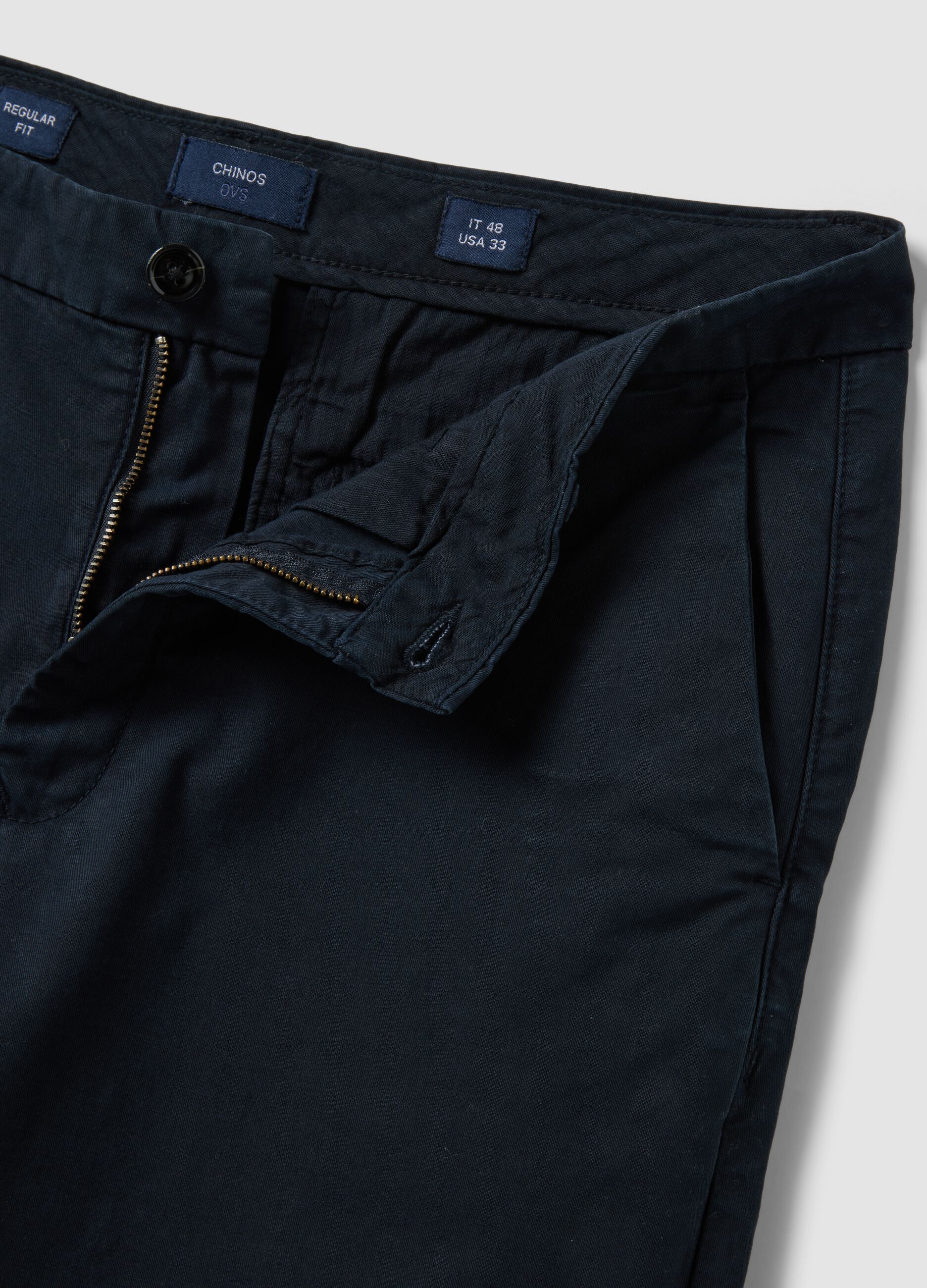 Blue regular-fit stretch cotton chino trousers