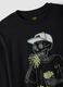 T-shirt nera in puro cotone organico con girocollo_1