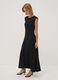 Long black stretch dress with crew neck_0