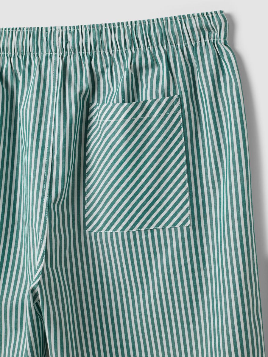 Green striped organic cotton pyjama shorts_6