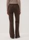 Pantaloni marroni flare in tessuto elasticizzato_3