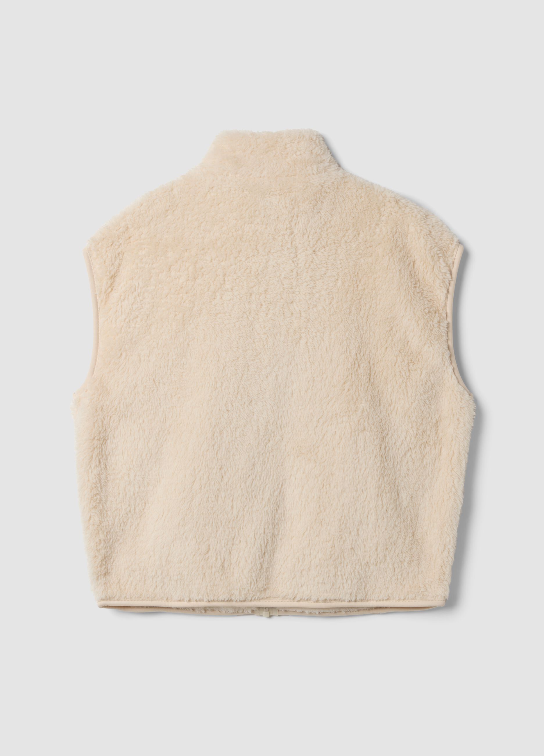 Gilet bianco regular fit con effetto teddy