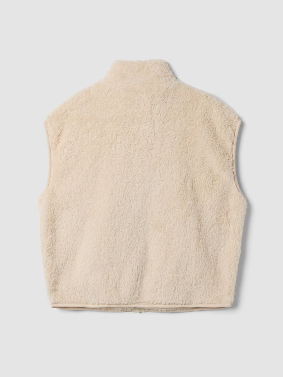 White regular-fit teddy-effect gilet_1