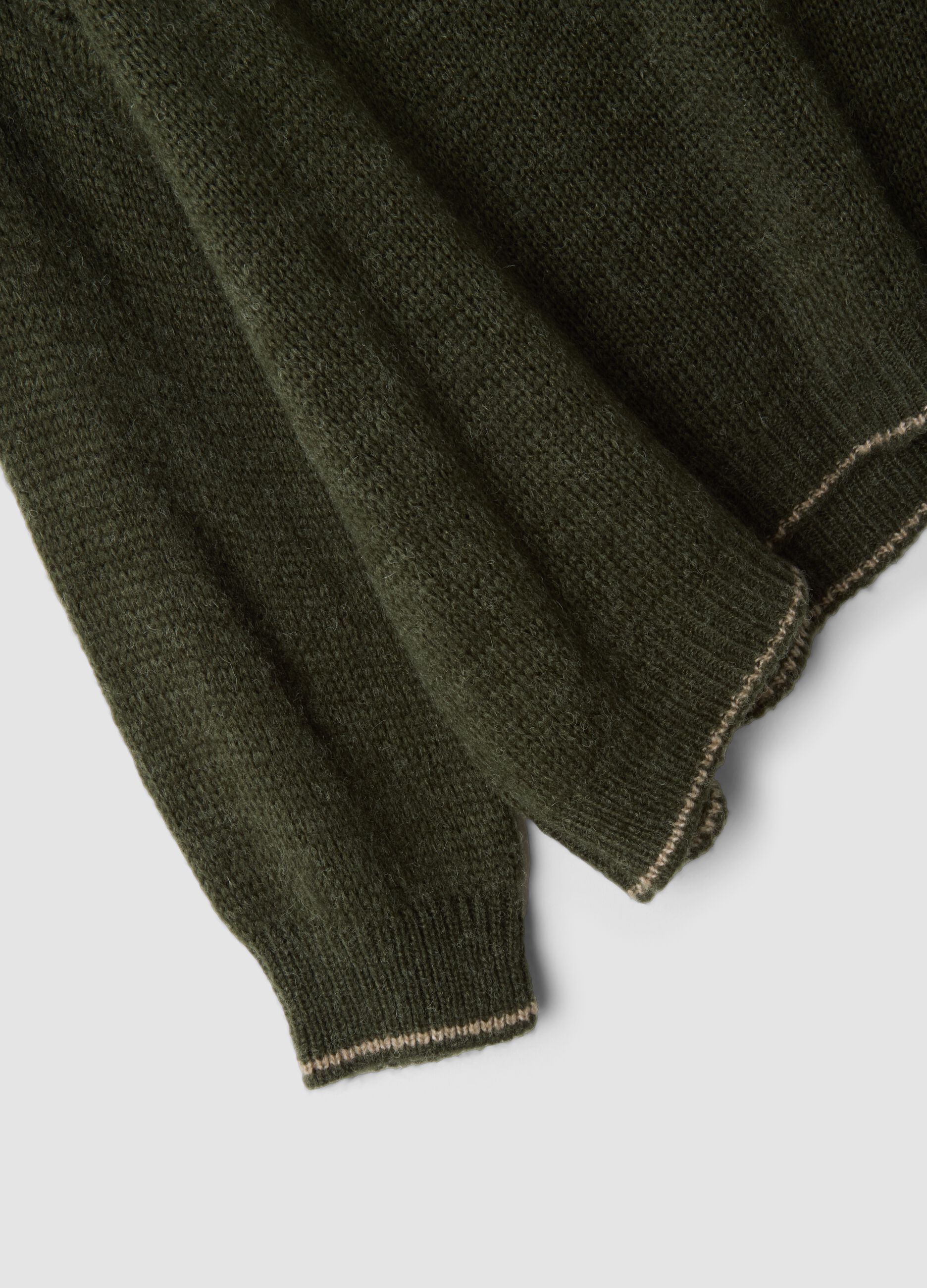 Green regular-fit wool-blend jumper with contrast trim