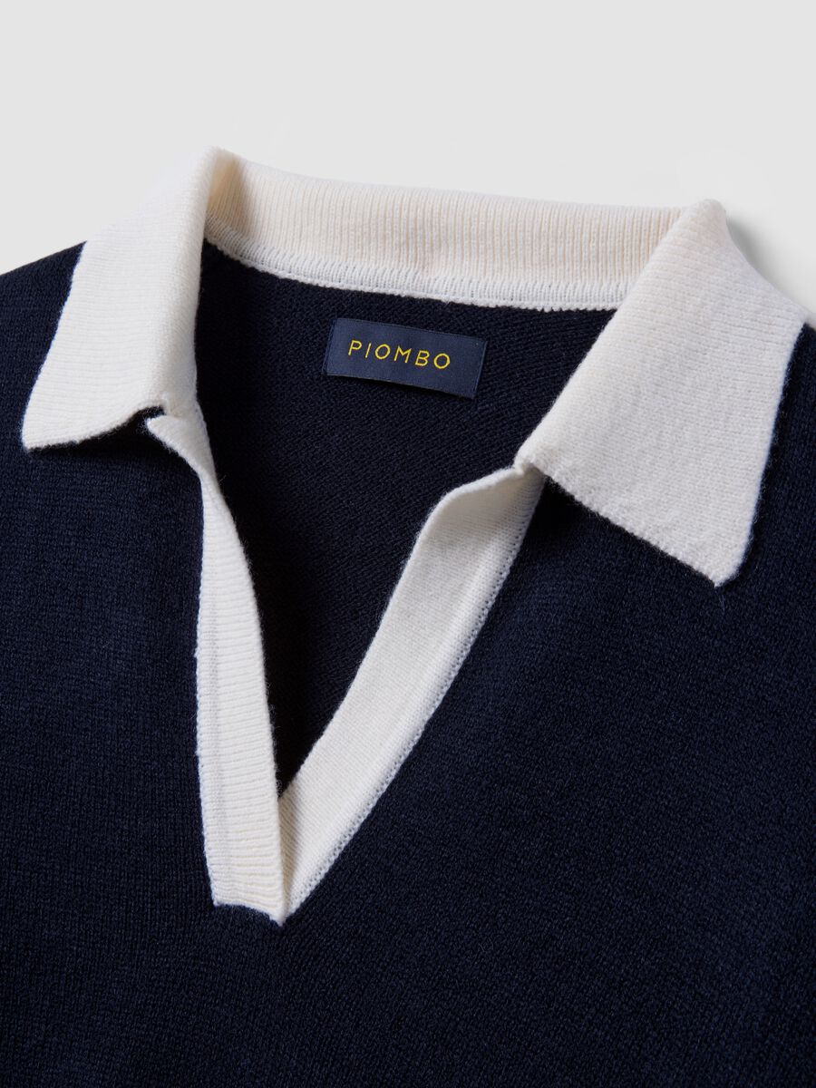 Blue wool-blend polo-collar jumper_5