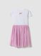 Pink and white stretch-cotton mini dress with tulle skirt for girls, regular fit_1