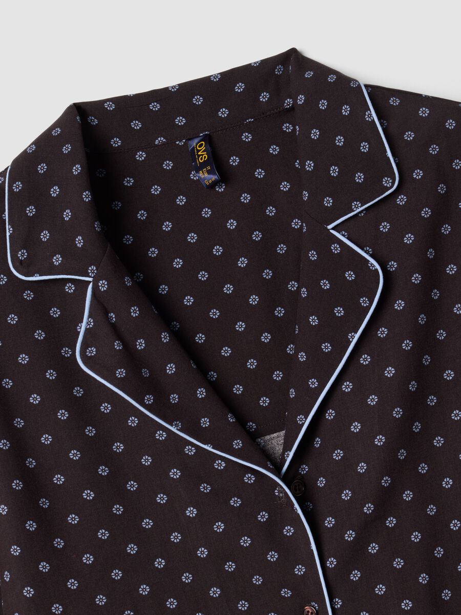 Brown pure viscose V-neck patterned pyjamas_1
